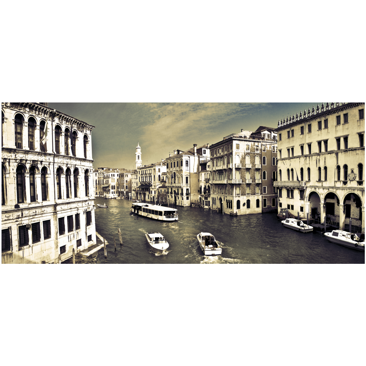 Картина на холсте 40x90 см "Венеция сепия", HE-111-018